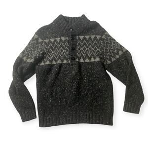 carrigdon mens small wool sweater aran innis gray nord ski snow white